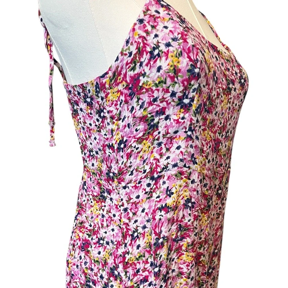 J.Crew Kauai Tie-Shoulder Midi Dress – Size 8 Pink Floral Print‎